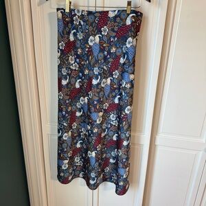 LOFT Floral Maxi Skirt in Blue and Red